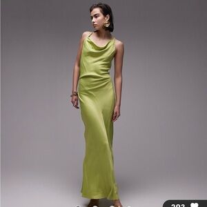 Elegant Green Satin Dress